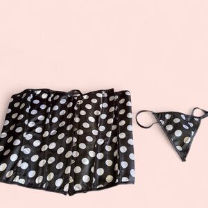 Shirley of Hollywood 2-piece set Black and White Polka Dot Corset Set